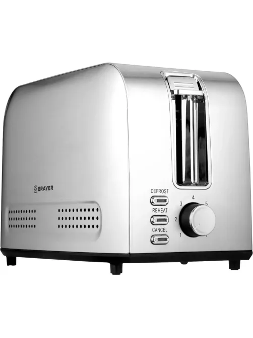 Тостер BRAYER 2110BR,850Вт,7реж,автодогр,размор,,автоотключ,2тост,съем.подд
