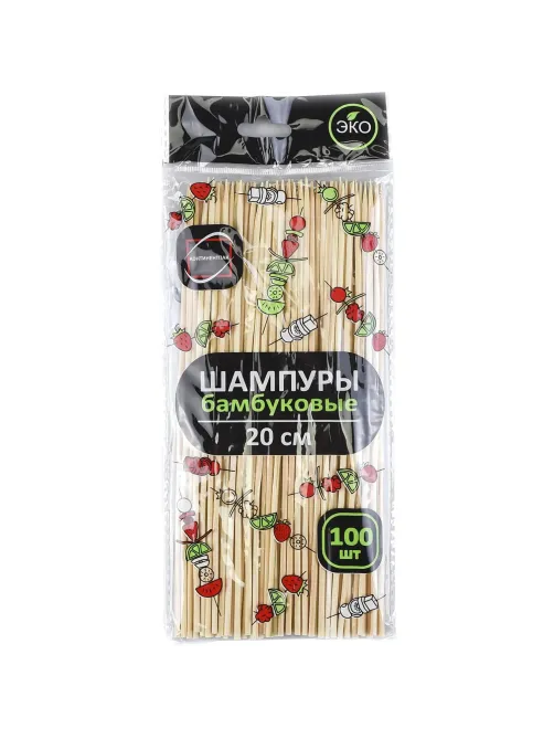 Набор шампуров для шашлыка, 20см, бамбук, 100шт/уп (107948)
