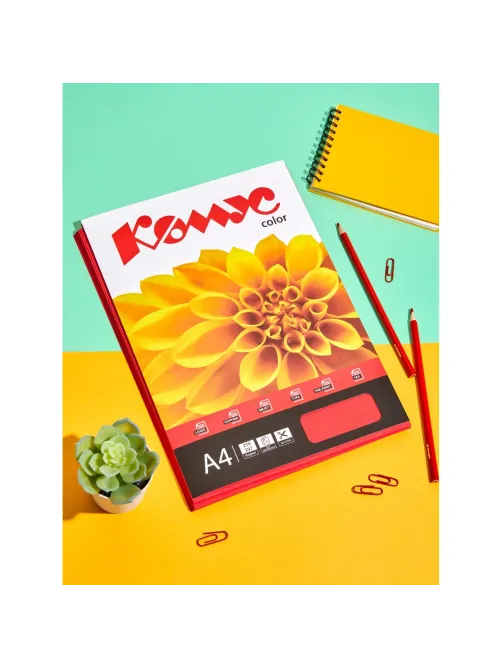 Бумага цветная Комус Color (красный интенсив), 80г, А4, 100 л.