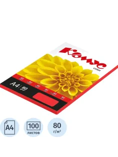 Бумага цветная Комус Color (красный интенсив), 80г, А4, 100 л.