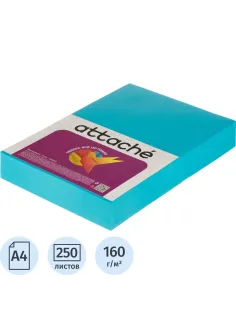 Бумага цветная Attache (А4,160г, синий интенсив) пачка 250л