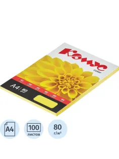 Бумага цветная Комус Color (лимон интенсив), 80г, А4, 100 л.