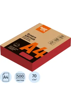Бумага цветная (красный интенсив), 70г, А4, 500 л
