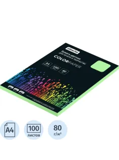 Бумага цветная Attache (зеленый пастель), 80г, А4, 100  л