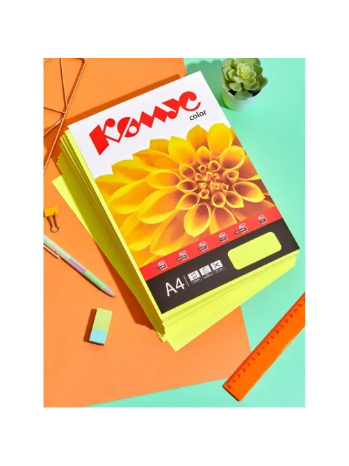 Бумага цветная Комус Color  (желтый неон) 75+-5гр, А4, 500 л