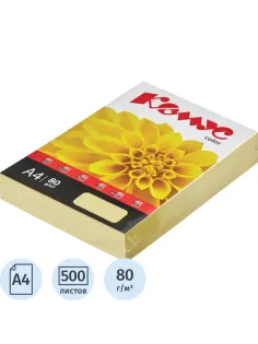 Бумага цветная Комус Color (желтая пастель), 80г, А4, 500 л.