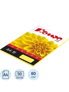Бумага цветная Комус Color (желтая пастель), 80г, А4, 50 л.
