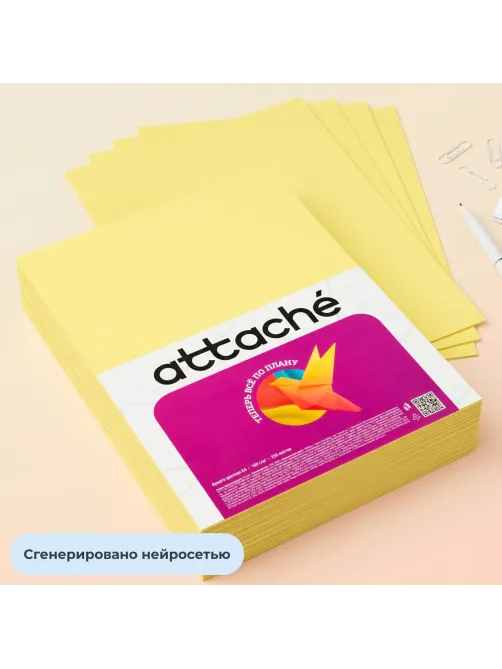 Бумага цветная Attache (А4,160г, желтый интенсив) 250л/уп