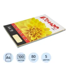 Бумага цветная Комус Color (микс пастель 5цв:ж,р,о,з,л),80г,А4,100 л