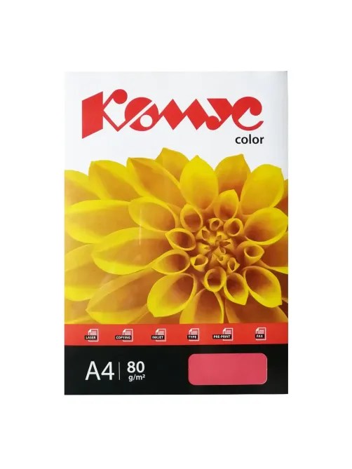 Бумага цветная Комус Color (красный интенсив), 80г, А4, 500 л.