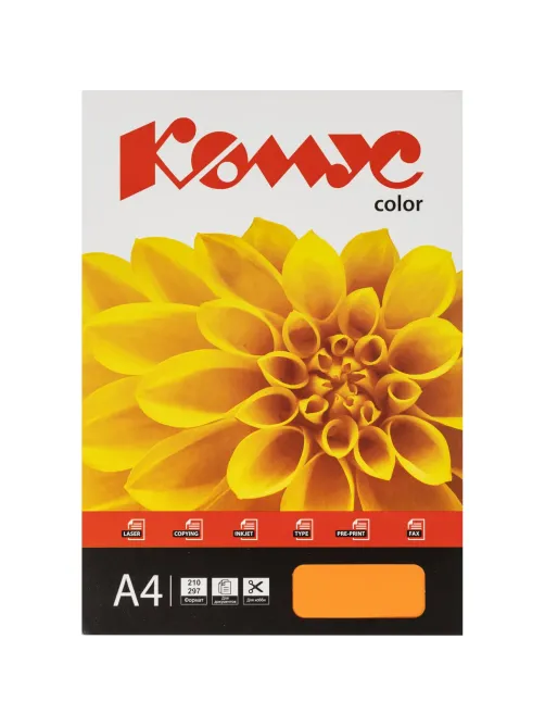 Бумага цветная Комус Color (шафран интенсив), 80г, А4, 500 л.