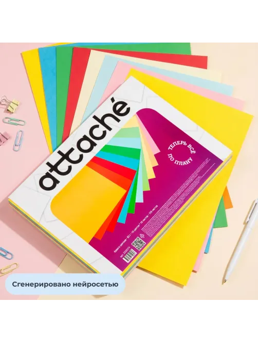 Бумага цветная Attache Multicolor А4,80г(10цв.интенсив,пастель по 10л)100л