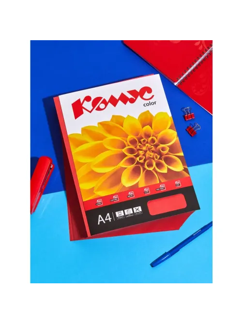 Бумага цветная Комус Color (красный интенсив), 80г, А4, 500 л.