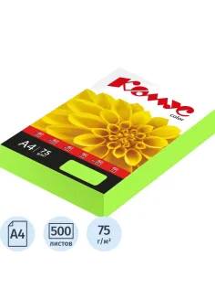 Бумага цветная Комус Color (зеленый неон) 75+-5гр, А4, 500 л