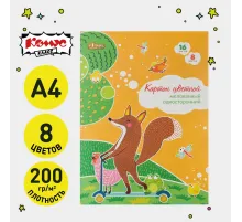 Картон цветной №1 School 16л,8цв,А4,мелов, в папке