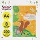 Картон цветной №1 School 16л,8цв,А4,мелов, в папке