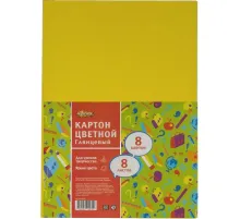 Картон цветной №1School 8л.8цв.А4 мелованный Отличник 3шт/уп(897819)