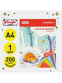 Картон белый Комус Класс ColorPics 10л А4 мелован.папка