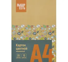 Картон цветной Выбор Есть 20л 10цв мелован папка