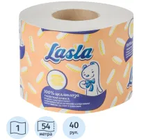 Бумага туалетная Lasla 1сл бел тисн перф 100%цел 54м 40рул/уп