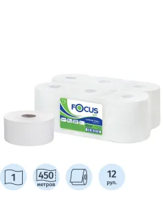 Бумага туалетная д/дисп Focus Eco Jumbo 1сл 450м 12рул/уп_5050785/50202455