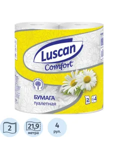 Бумага туалетная Luscan Comfort 2сл бел с жел тисн ромаш 100%цел 21,9м4р/уп