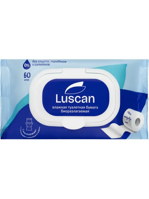 Бумага туалетная влажная Luscan 60шт/уп