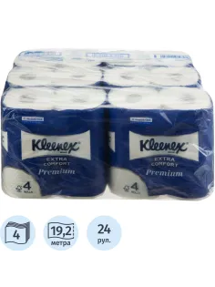 Бумага туалетная Kleenex PremiumExtraComfort 4сл 19,2 м белая 24рул/уп 8484