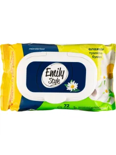 Бумага туалетная влажная Emily Style растворяющаяся,с крышкой 72шт/уп