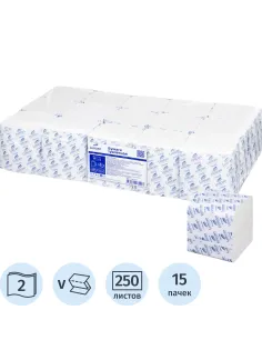 Бумага туалетная д/дисп Luscan Professional 2сл белая цел 250л 15пач/уп
