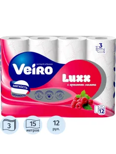 Бумага туалетная Veiro Luxx Малина 3сл 15м 12рул/уп