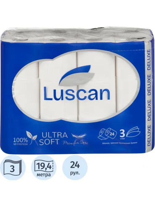 Бумага туалетная Luscan Делюкс 3сл бел цел 19,37м 155л 24рул/уп