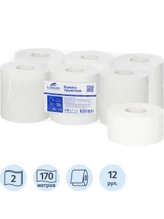 Бумага туалетная д/дисп Luscan Professional 2сл белая цел 170м 12рул/уп