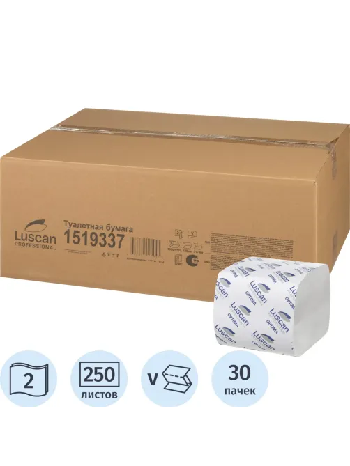 Бумага туалетная д/дисп Luscan Professional 2сл бел вт см 250л 30пач/уп