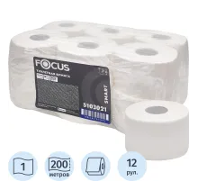 Бумага туалетная д/дисп Focus Smart T2 1сл 200м 12рул/уп_5103021/50204097
