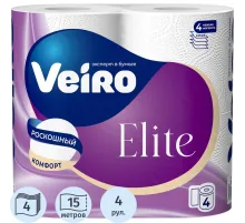 Бумага туалетная Veiro Elite бел перв цел 15м 4сл 4рул/уп
