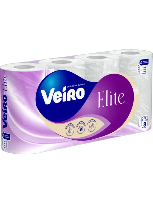 Бумага туалетная Veiro Elite Ц 4сл 120л 15м 8рул/уп МСК