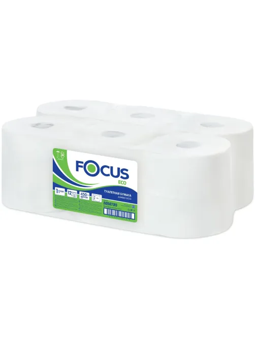 Бумага туалетная д/дисп Focus Eco Jumbo 1сл 450м 12рул/уп_5050785/50202455