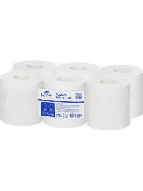 Бумага туалетная д/дисп Luscan Professional 2сл белая цел 170м 12рул/уп