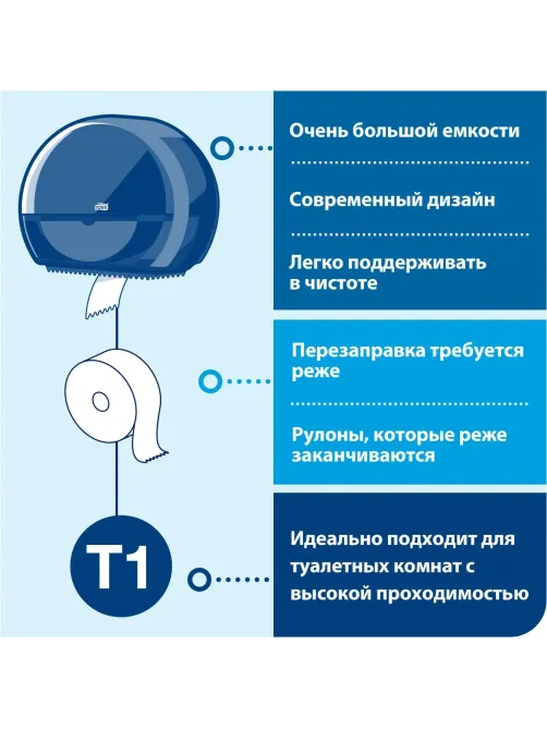 Бумага туалетная Торк/Tellus Стандарт T1 1сл белая 525м 6рул/уп_120195
