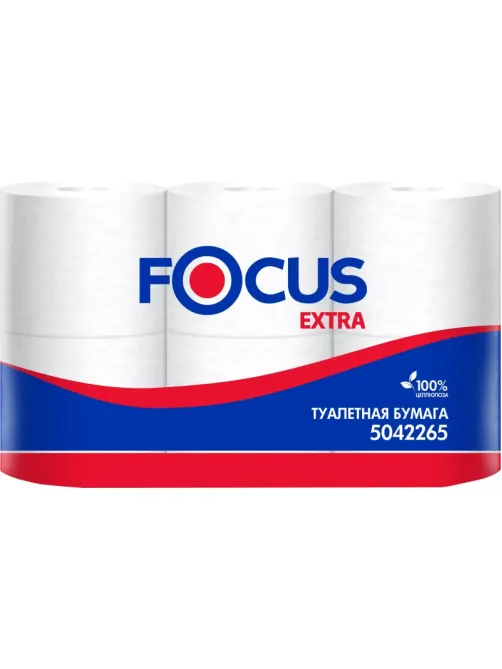 Бумага туалетная Focus Extra 2слбел 100%цел 48м 6рул/уп 5042265/5067596