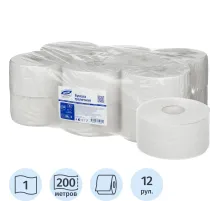Бумага туалетная д/дисп Luscan Professional 1сл бел втор втул 200м 12рул/уп