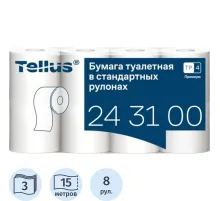 Бумага туалетная Tork/Tellus T4 3сл бел перф Премиум 15м94л 8рул/уп 243100
