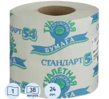 Бумага туалетная ОСТРОВСКАЯ 1сл втулка серая 38м 24рул/уп