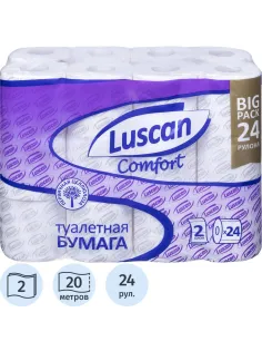 Бумага туалетная Luscan Comfort 2сл бел 100%цел втул 20,04м 167л 24шт/уп