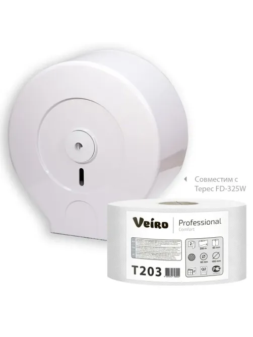 Бумага туалетная д/дисп Veiro Q2 Comf 2сл белая вторич 200м 12рул/уп_T203
