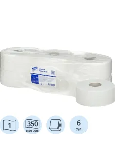Бумага туалетная д/дисп Luscan Professional Optima 1сл бел цел 350м 6рул/уп