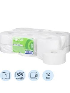Бумага туалетная д/дисп Focus Eco Jumbo 1сл 525м 12рул/уп_5067300/50202614