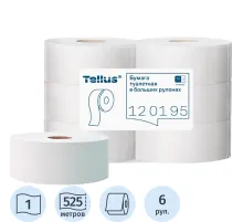 Бумага туалетная Торк/Tellus Стандарт T1 1сл белая 525м 6рул/уп_120195
