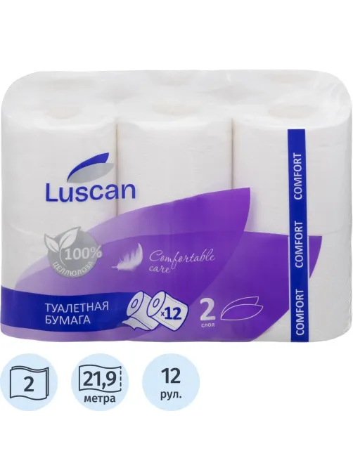 Бумага туалетная Luscan Comfort 2сл бел 100% цел 12рул/уп